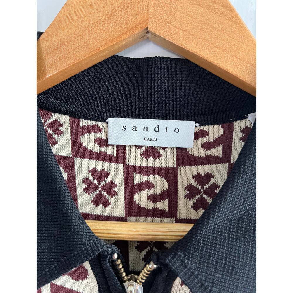 Sandro Paris Sleeveless Jacquard Polo Mini Dress - Monogram Logo, Sz XS - Picture 7 of 10